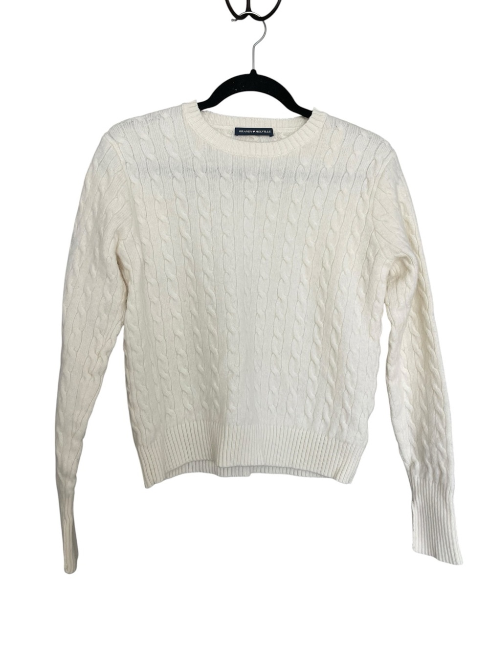 Brandy Melville White Cable Crewneck Sweater